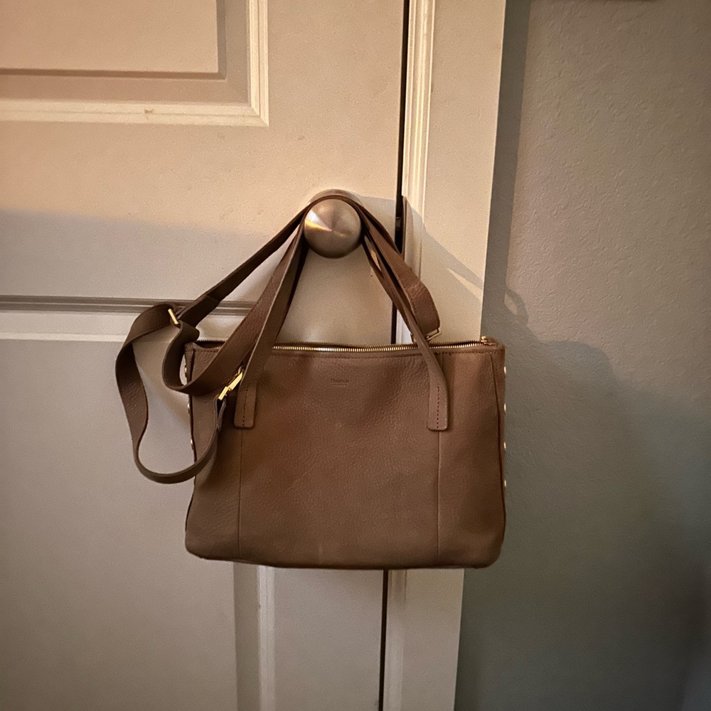 Hammitt Addie Grey Natural Nubuck Shoulder Bag